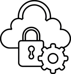 Secure Cloud Computing and Data Protection Infrastructure with Lock and Gear Icon for Settings and Optimization Representation a Modern Approach