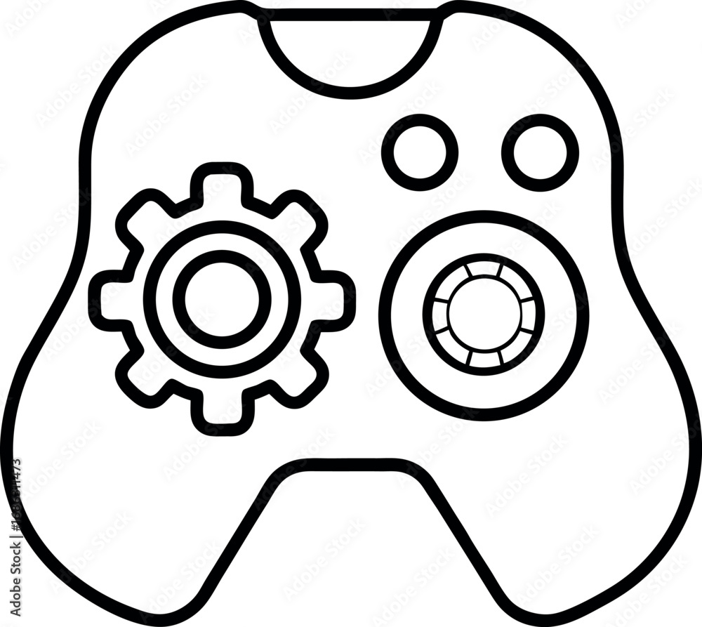 Aufkleber vector gamepad icon with gear and button illustrations for gaming and engineering concepts represent