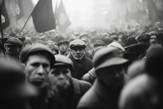 Rally of far right supporters displaying aggressive nationalism in a historic protest