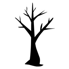 Minimalist Silhouette Dead Tree with Bare Branches and Trunk Icon