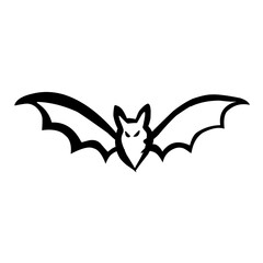 Minimalist Black Line Art Flying Bat Silhouette Halloween Symbol