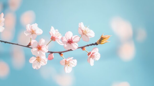 Cherry blossoms blooming in serene outdoor setting during daytime - Powered by Adobe