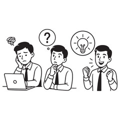 a working young man who is happy that his problem has been solved vector