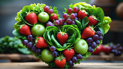 Heart shape arrangement of vibrant colorfu