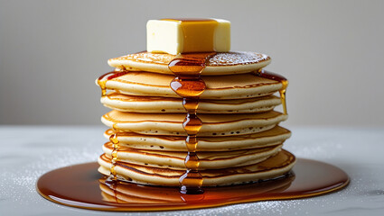 inviting stack of fluffy pancak
