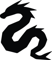 Illustrator Vector Simple dragon curve mythical creature design silhouette