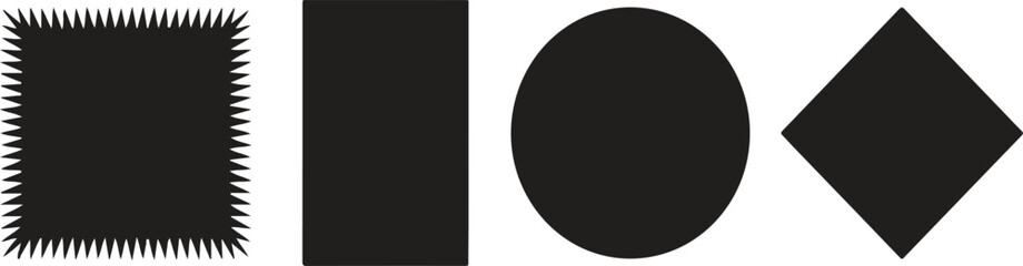Shapes of square circle and diamond in black color tone