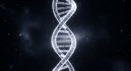 Luminous DNA Strand: A Sparkling Molecular Helix Against a Dark Cosmic Backdrop