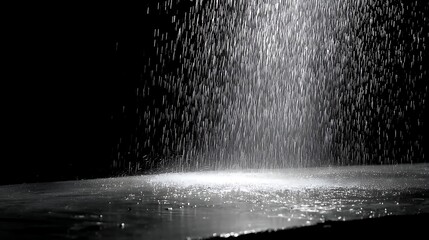 Close-up of Heavy Rain Falling Against a Dark Background / 暗い背景に激しく降る雨のクローズアップ