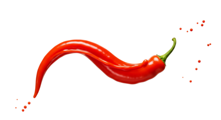 Red chili pepper splash dynamic food photography transparent background