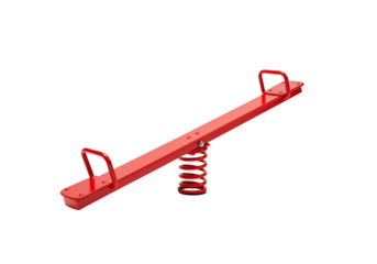Red metal seesaw on transparent background playground equipment childrens play