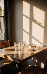 Cozy Café Table in Morning Sun