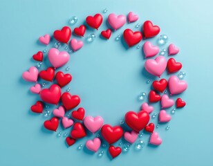 Obraz premium Whimsical Heart Balloon Bubble Circular Arrangement