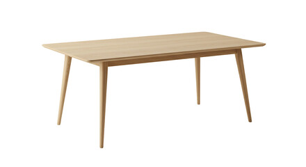 Fototapeta premium Light wood dining table with tapered legs isolated on transparent background