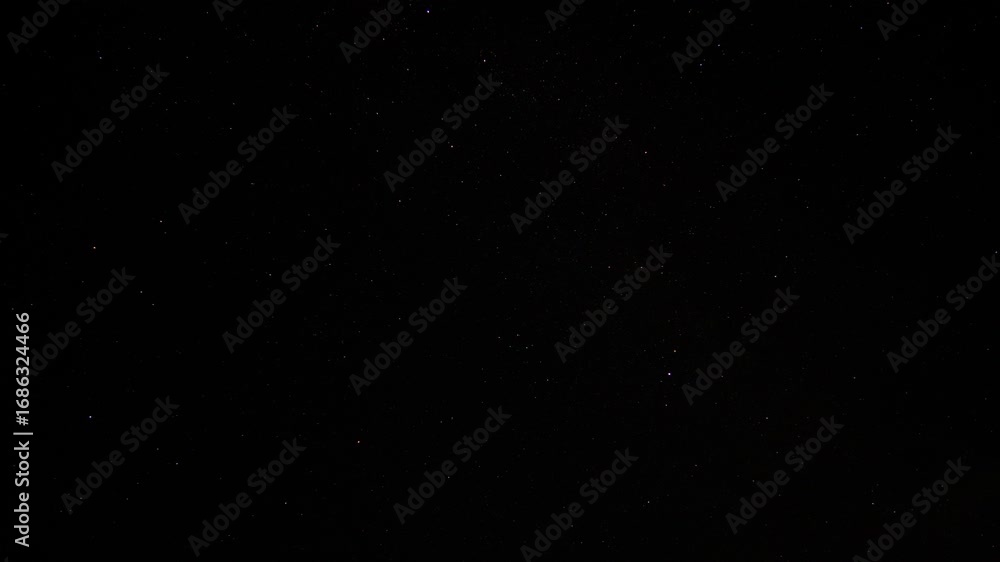 Aufkleber timelapse stars on black background with satellites passing quickly. view of universe with points of