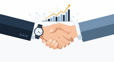 Business Handshake with Growth Chart – Partnership Success Concept