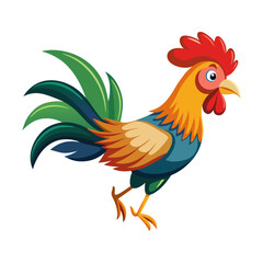 Flat a cute rooster vector illustration design