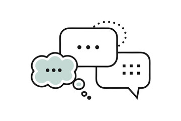 hand drawn bubble set one thought bubble with thin lines