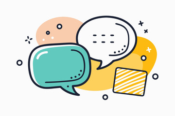 hand drawn doodle style round speech bubble simple clean design