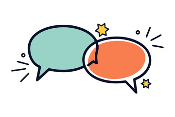 hand drawn double speech bubbles overlapping doodle sketch illustration