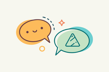 Two playful doodle frames one triangle bubble point sketch