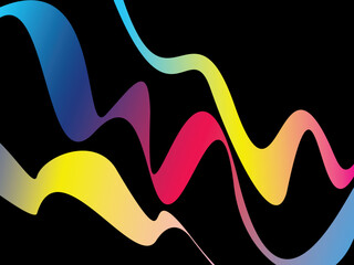 Abstract vector background with colorful dynamic flowing wave pattern, suitable for modern digital art and design projects.