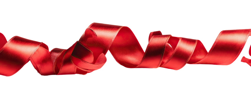 Red ribbon swirls against a black background (1)
