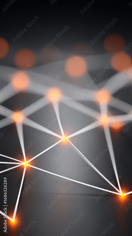 Poster illuminated network, a captivating display of interconnected glowing lights and nodes.