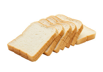 White bread slices close up studio shot of soft light brown crust and off white texture isolated on transparent background