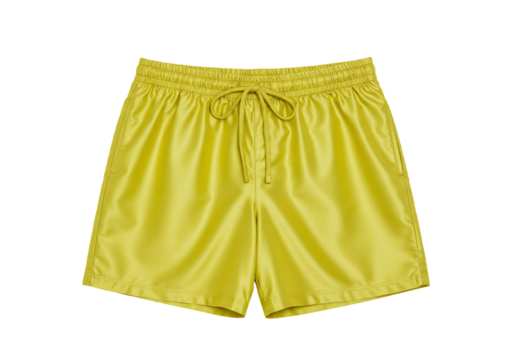 Yellow swim shorts summer apparel mens fashion clothing isolated product transparent background