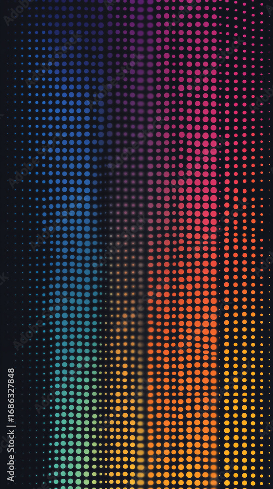 Poster seamless mesh gradient with vivid rainbow colors blending on black background with subtle noise and 