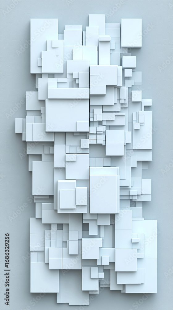 Aufkleber abstract 3d rendering of geometric cubes and squares arranged in modern composition creating depth s