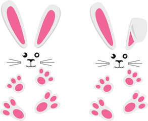 Cute bunny muzzle with ears eyes nose mouth