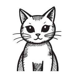 Cat Doodle Black and White Illustration Vector Image Cute Kitten Sketch Line Art Drawing Silhouette
