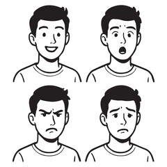 set of a young man Facial expression vector