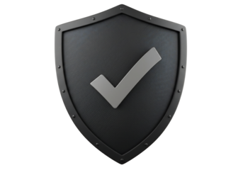 Grey check mark on dark shield security concept 3 d render