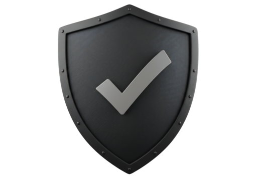 Grey check mark on dark shield security concept 3 d render