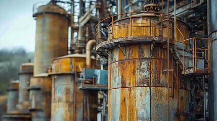 Rusty Giants Industrial Relics Landscape  Urban Exploration.