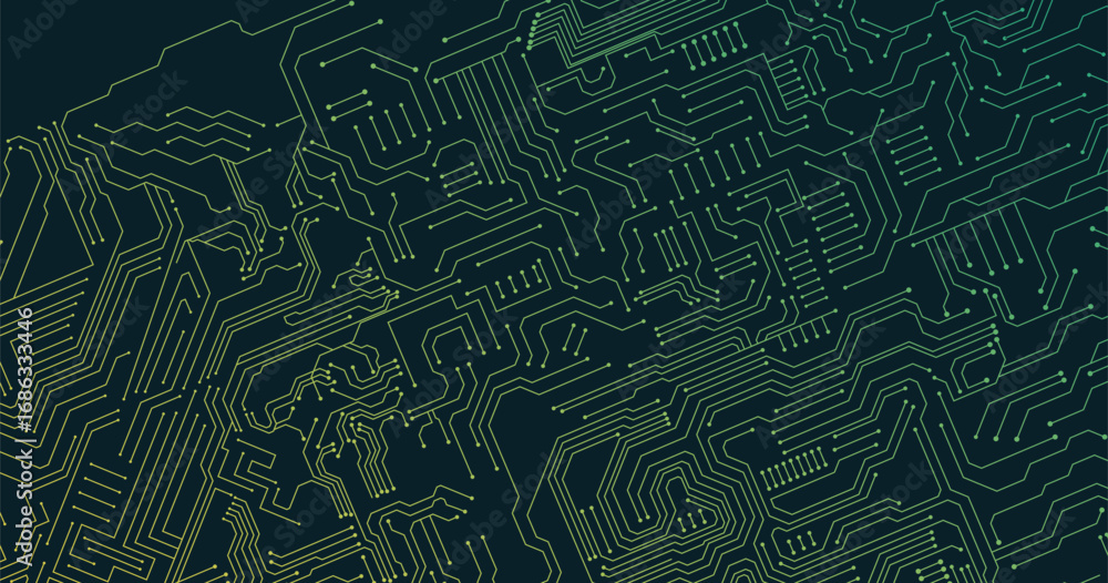 Poster circuit technology background with hi-tech digital data connection system and computer electronic de