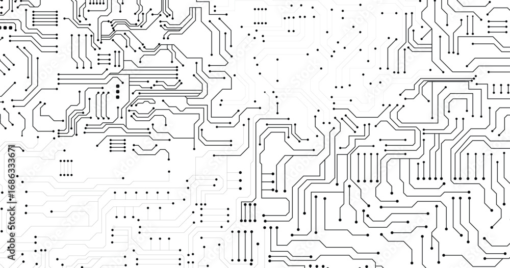 Poster digital technology circuit board background. circuit board on white background electrical connection