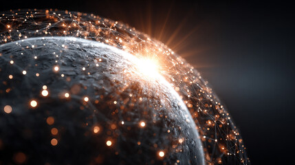 Abstract 3d energy orb in space representing technology science and engineering with glowing neural networks symbolizing artificial intelligence machine learning and futuristic innovation concepts