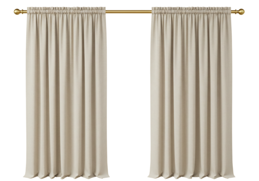 Beige curtains with gold rod interior decoration home decor window treatment drapes fabric textile