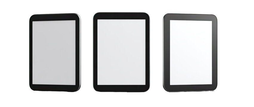 Three black tablets with blank screens (1)