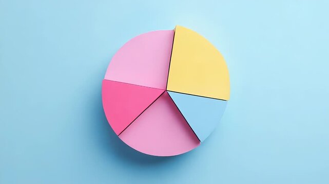 Colorful pie chart representing market share on blue background