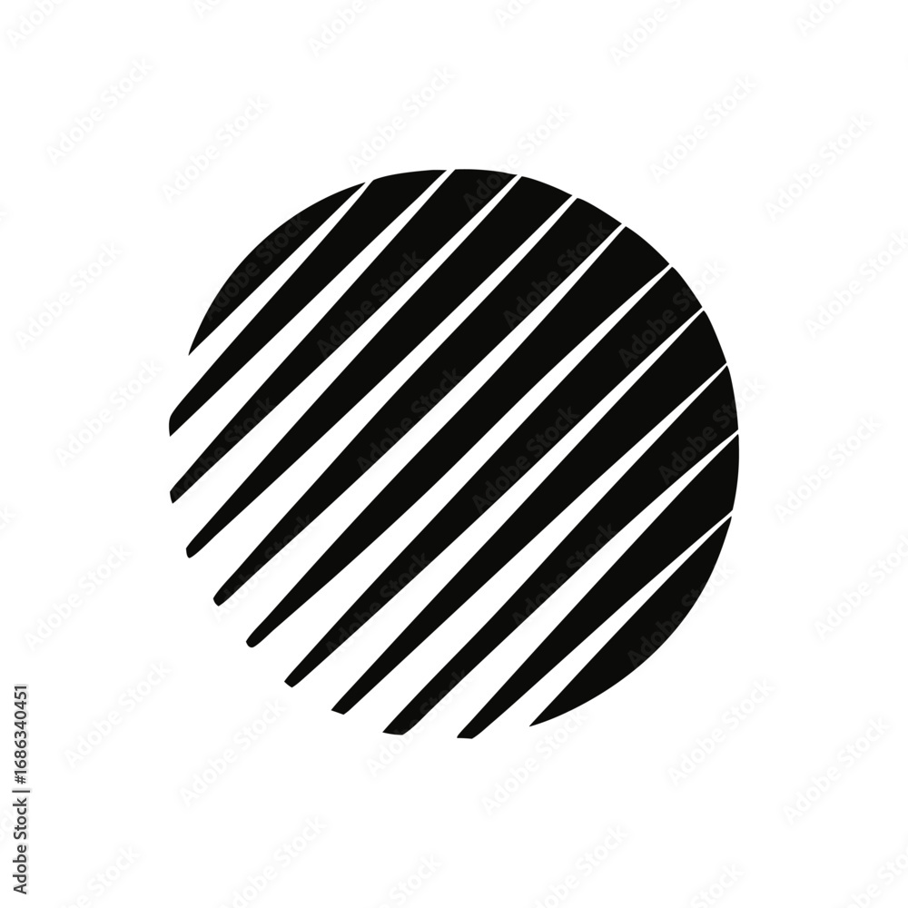 Poster abstract geometric design with diagonal lines in a circle minimalist black and white graphic illustr