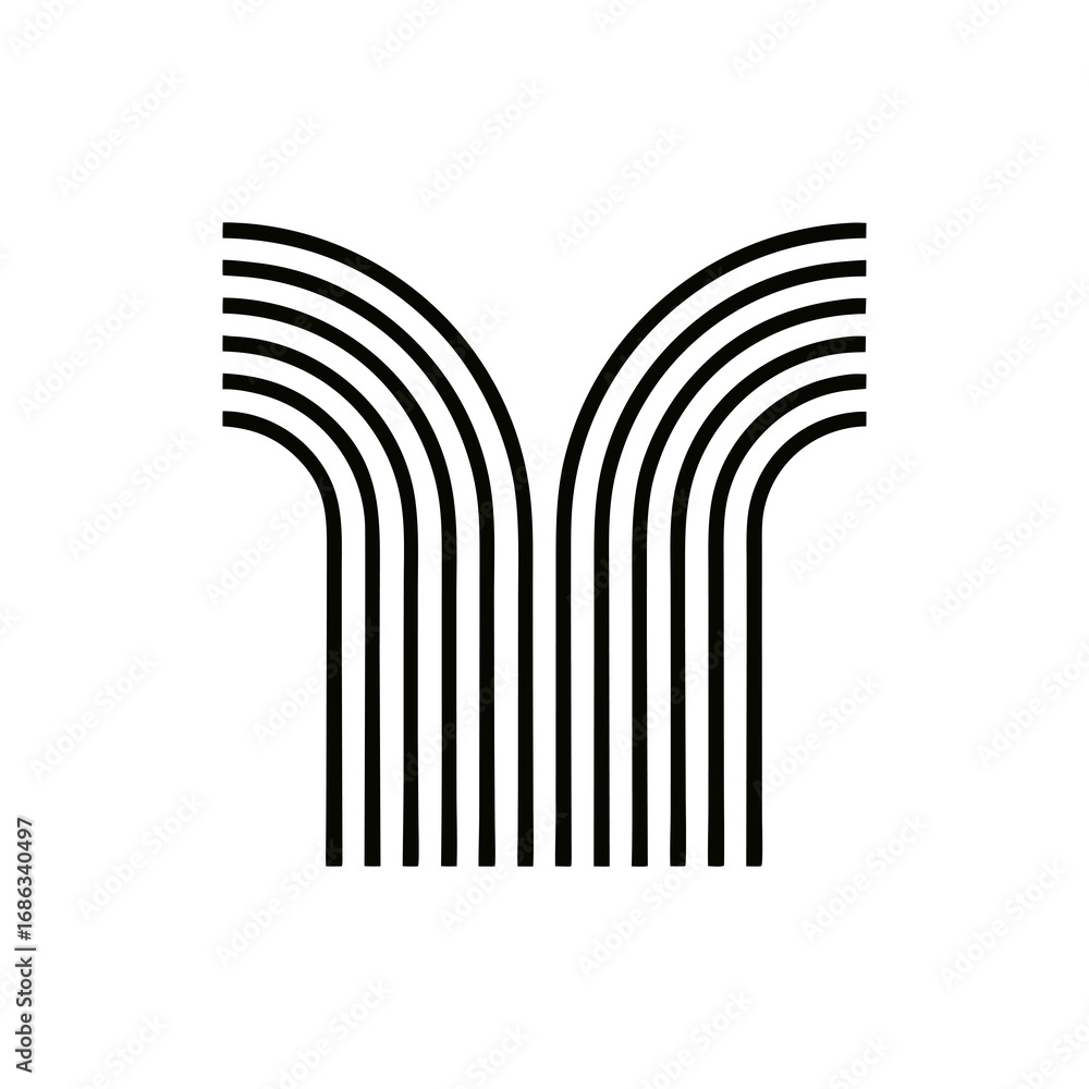 Poster abstract minimalist design featuring parallel curved lines on white background conceptual illustrati
