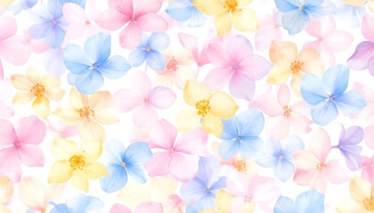 Delicate pastel flowers on white background
