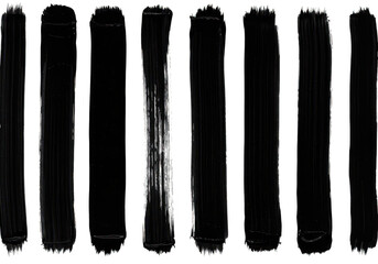 Fototapeta premium Several black brush strokes isolated on transparent background
