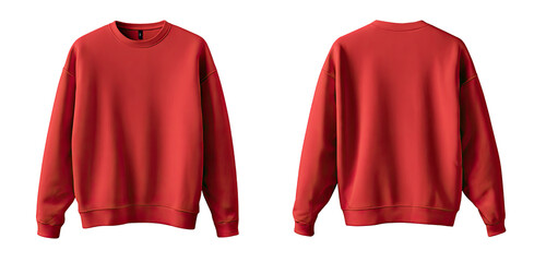 Red crew neck sweatshirt, front and back view
