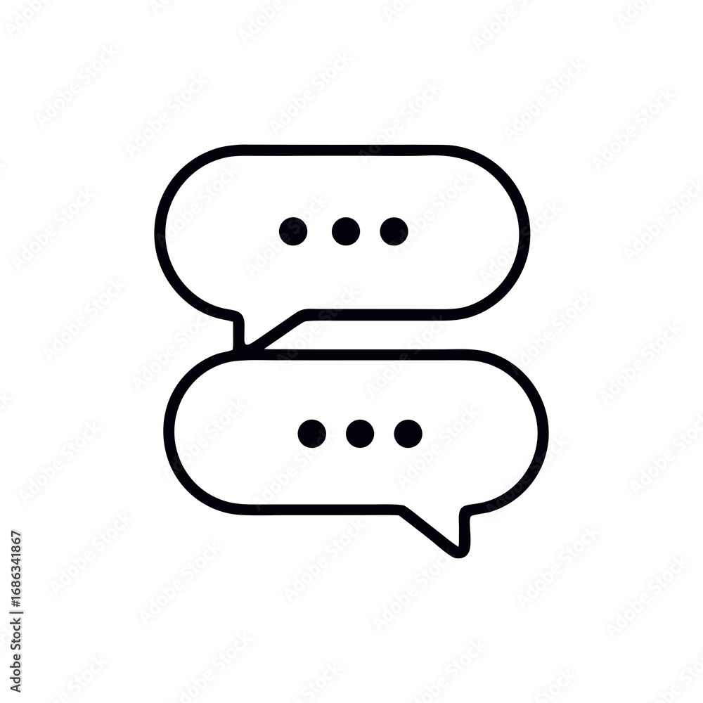 Poster minimalist speech bubbles icon illustrating online communication and dialogue concept with simple li